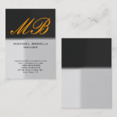 Moderne, grau-gelbe Monogramm-Visitenkarte Visitenkarte (Vorne/Hinten)