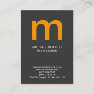 Moderne, grau-gelbe Monogramm-Visitenkarte Visitenkarte