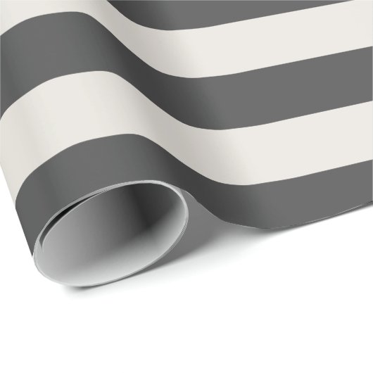 Moderne, grau-gelbe und cremefarbene Streifen Geschenkpapier (Rolleneckpunkt)