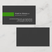 Moderne Grau Green Simple Consultant Business Card Visitenkarte (Vorne/Hinten)