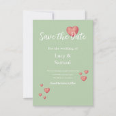 Moderne Grau-Grüne Herz-Save-the-Date-Karte Save The Date (Vorderseite)