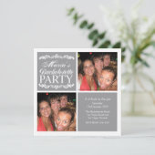 Moderne Grau-Junggeselinnen-Abschied-Fotokarten Einladung (Stehend Vorderseite)