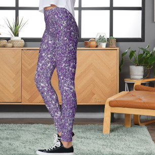 Moderne Grau Lila Glitter Hintergrund Sport Gesche Leggings