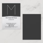 Moderne, grau-monogramm-Designerkarte Visitenkarte (Vorne/Hinten)