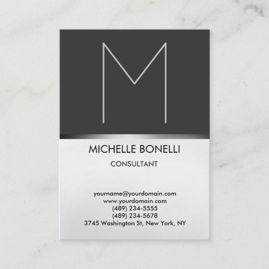 Moderne, grau-monogramm-Designerkarte Visitenkarte (Vorderseite)