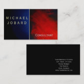 Moderne Grau Red Blue Consultant Business Card Visitenkarte (Vorne/Hinten)
