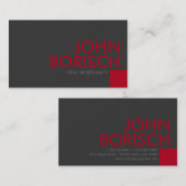 Moderne Grau-Rot-Platz-Visitenkarte Visitenkarte (Vorne/Hinten)