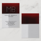 Moderne, grau-rote Monogramm-Visitenkarte Visitenkarte (Vorne/Hinten)
