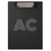 Moderne Grau-Schwarz-Monogramm Klemmbrett (Vorderseite)