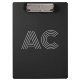 Moderne Grau-Schwarz-Monogramm Klemmbrett