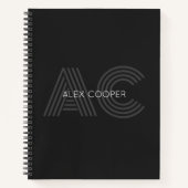 Moderne Grau-Schwarz-Monogramm Notizblock (Vorderseite)