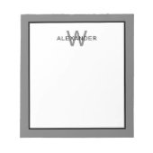 Moderne Grau-Schwarz-Monogramm Notizblock (Vorderseite)