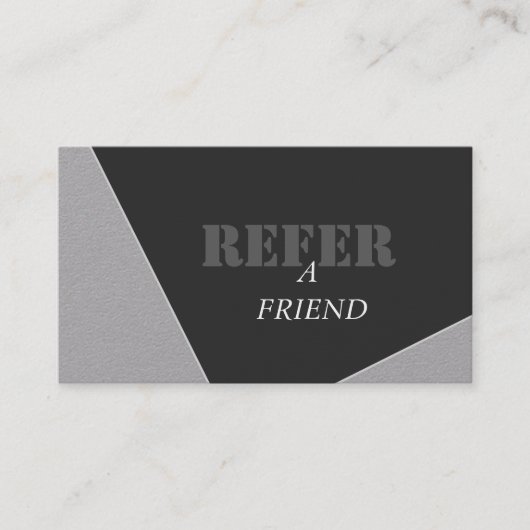 Moderne Grau-Schwarz-Monogramm-Referenzkarte Empfehlungskarte (Vorderseite)