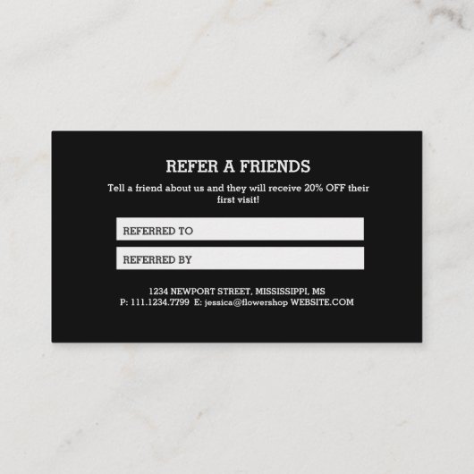 Moderne Grau-Schwarz-Monogramm-Referenzkarte Empfehlungskarte (Rückseite)