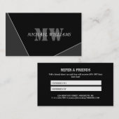 Moderne Grau-Schwarz-Monogramm-Referenzkarte Empfehlungskarte (Vorne/Hinten)