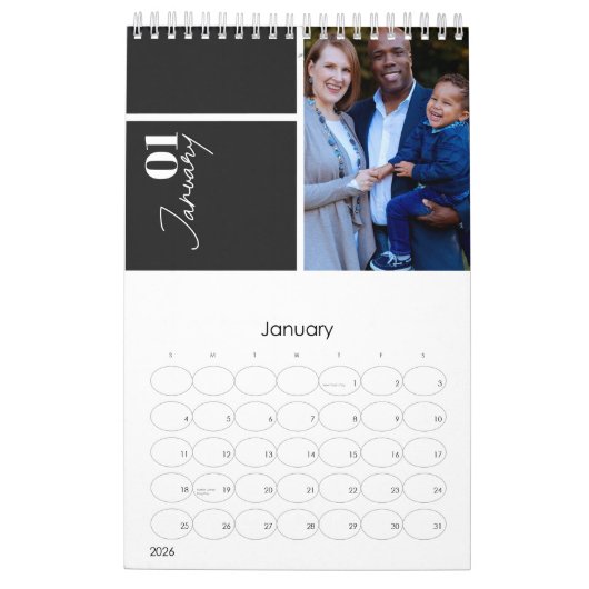 Moderne Grau-Sonderfeier für mehrere Fotos  Kalender (Jan 2026)