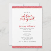 Moderne Grau- und Rot-Foto-Graduierungspartei Einladung (Rückseite)