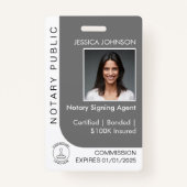 Moderne Grau-Weiß-Notarnummer für Notar-Foto Ausweis (Vorderseite)