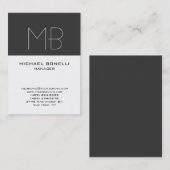 Moderne, grau-weiße, monogramm Visitenkarte (Vorne/Hinten)