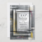 Moderne Graue 100. Geburtstagsfeier Einladung (Vorderseite)