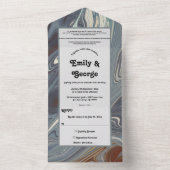 Moderne, graue Abstrakte Malerei Chic Wedding All In One Einladung (Innen Boden)