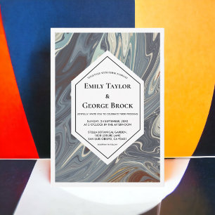 Moderne, graue Abstrakte Malerei Chic Wedding Einladung