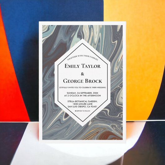 Moderne, graue Abstrakte Malerei Chic Wedding Einladung