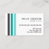 Moderne graue aquamarine Aqua-blaue Streifen Visitenkarte (Rückseite)