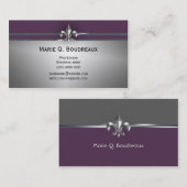 Moderne graue Auberginen-Lilie Visitenkarte (Vorne/Hinten)