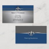 Moderne graue blaue Lilie Visitenkarte (Vorne/Hinten)