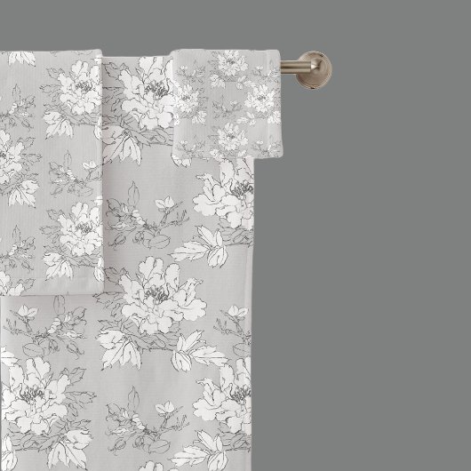 Moderne graue Blumengestaltung Badhandtuch Set