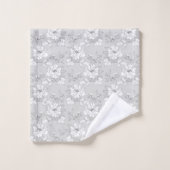Moderne graue Blumengestaltung Badhandtuch Set (Waschlappen)