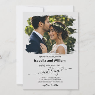 Moderne graue Boho-Foto-Hochzeitseinladung Einladung