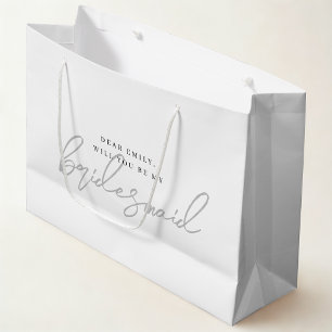 Moderne graue Brautjungfer-Geschenktasche Große Geschenktüte