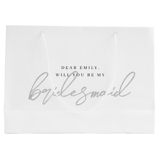 Moderne graue Bridesmaid-Vorlage Geschenktasche Große Geschenktüte (Rückseite)