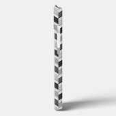 Moderne graue Chevron-Geometrie-Muster-Monogramm Case-Mate iPhone Hülle (Rückseite / Links)