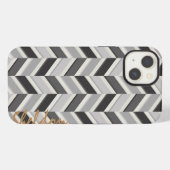 Moderne graue Chevron-Geometrie-Muster-Monogramm iPhone Hülle (Rückseite (Horizontal))