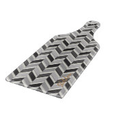 Moderne graue Chevron-Geometrie-Muster-Monogramm Schneidebrett (Ecke)