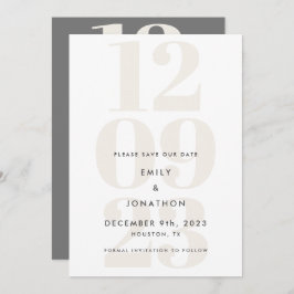Moderne graue Creme Date Typografy Save The Date