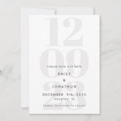 Moderne graue Datums-Typografie Save The Date (Vorderseite)