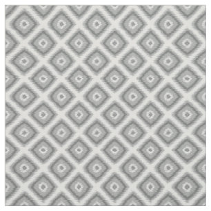 Moderne graue Diamantquadrate Ikat-Mosaikmuster Stoff