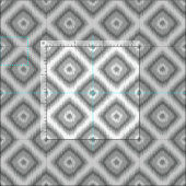 Moderne graue Diamantquadrate Ikat-Mosaikmuster Stoff (Kachel)