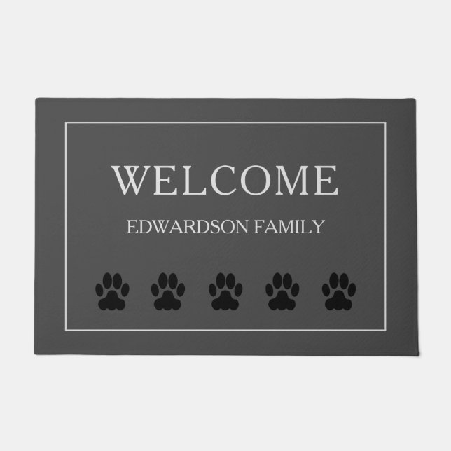 Moderne graue Einbrüche Begrüßungshundekuchen Fußmatte (Vorderseite)