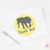 Moderne graue Elefantenne Silhouette Vielen Dank Runder Aufkleber (Umschlag)