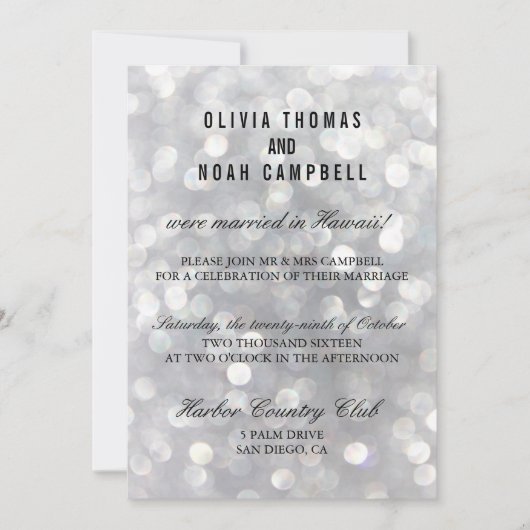 Moderne graue Elegante Post Wedding Reception Card Einladung (Vorderseite)