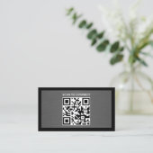 Moderne graue Faux-Metall-Schwarz QR-Code-Bold Visitenkarte (Stehend Vorderseite)