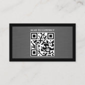 Moderne graue Faux-Metall-Schwarz QR-Code-Bold Visitenkarte (Vorderseite)
