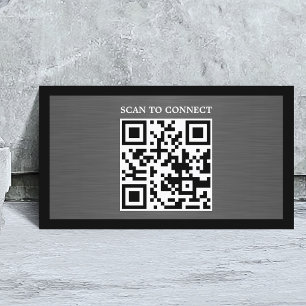 Moderne graue Faux-Metall-Schwarz QR-Code-Bold Visitenkarte