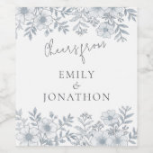 Moderne graue Florals jubeln von neugeborenen Hoch Weinetikett (Einzelnes Label)