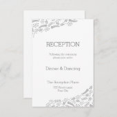 Moderne graue Foliage Empfang Card Einladung (Vorne/Hinten)